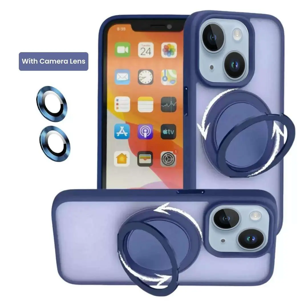 iPhone 15/iPhone 14/iPhone 13 MagSafe Cam Smoke Rotating Kickstand Dark Blue